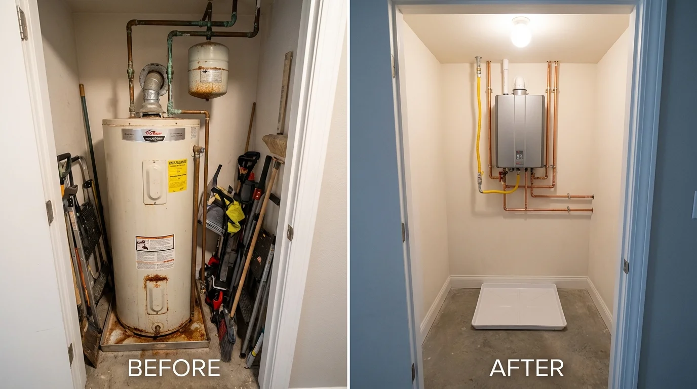 Tank water heater versus wall-mounted tankless unit comparison for La Mesa, CA homeowners