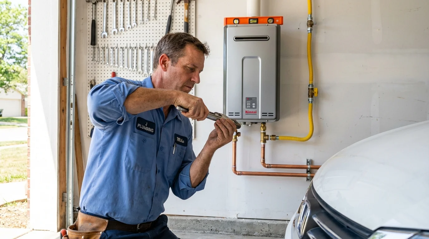 Tankless water heater installation by a Johns Plumbing LLC plumber in La Mesa